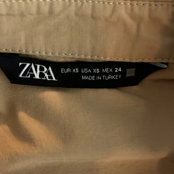 Zara 100% cotton oversized camel Button Down Shirt size XS - Picture 12 of 13